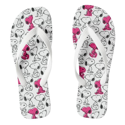 Snoopy Black & Magenta Pattern Badesandalen (Fußbett)