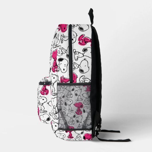 Snoopy Black & Magenta Pattern Bedruckter Rucksack (Rechts)