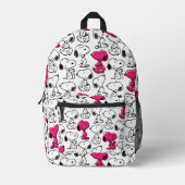 Snoopy Black & Magenta Pattern Bedruckter Rucksack (Vorderseite)
