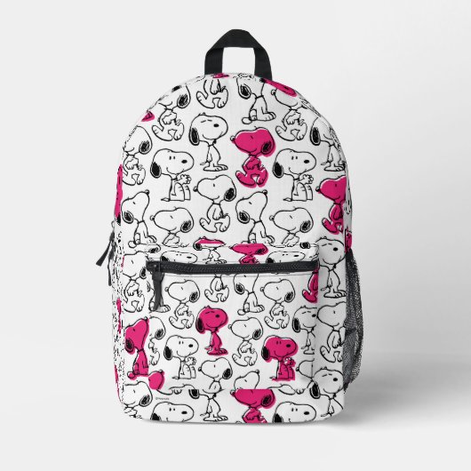 Snoopy Black & Magenta Pattern Bedruckter Rucksack (Vorderseite)