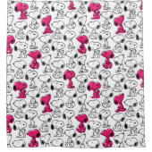 Snoopy Black & Magenta Pattern Duschvorhang (Vorderseite)