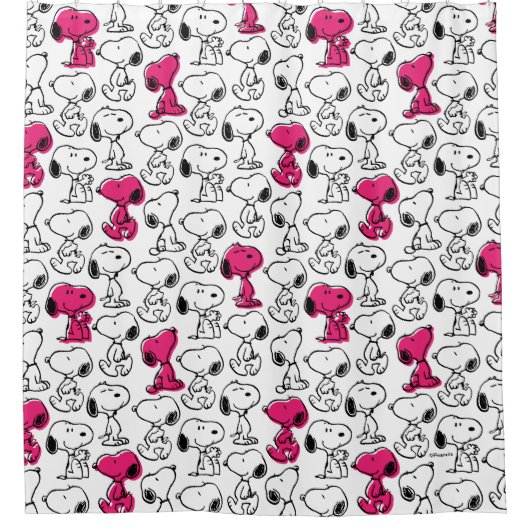 Snoopy Black & Magenta Pattern Duschvorhang (Vorderseite)