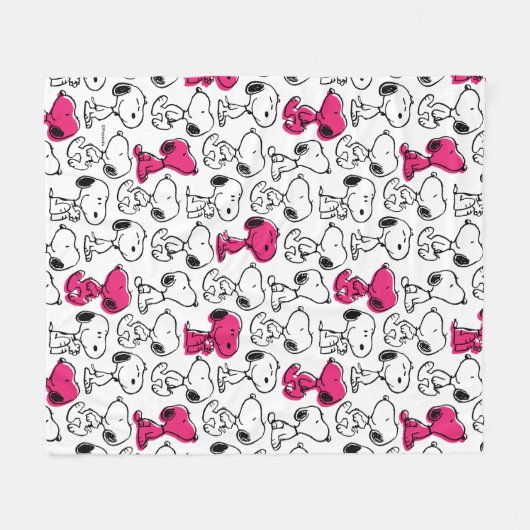 Snoopy Black & Magenta Pattern Fleecedecke (Vorderseite (Horizontal))