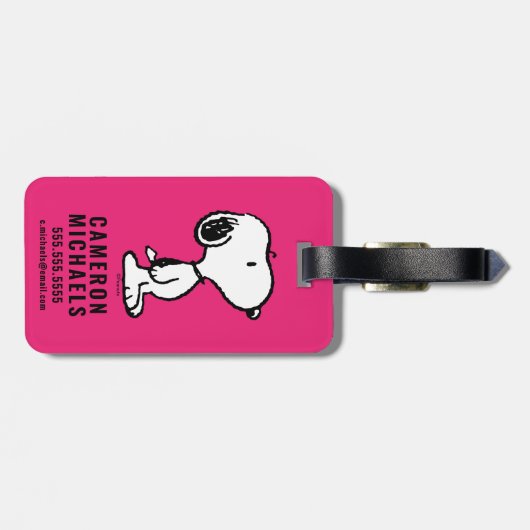 Snoopy Black & Magenta Pattern Gepäckanhänger (Rückseite horizontal)