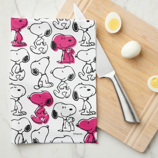 Snoopy Black & Magenta Pattern Geschirrtuch (Viertel Falte)