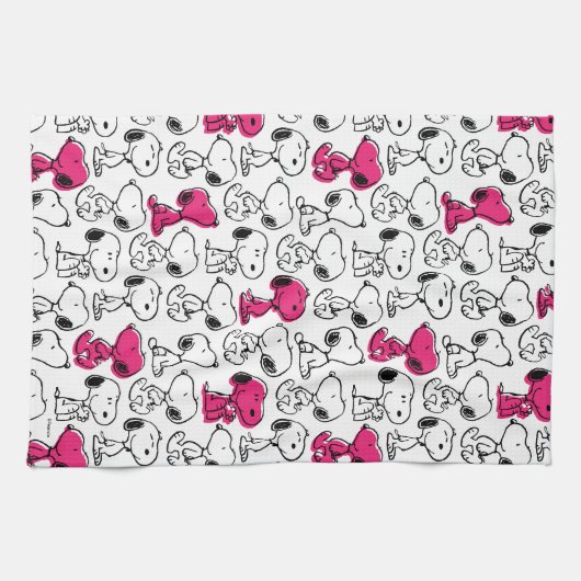 Snoopy Black & Magenta Pattern Geschirrtuch (Horizontal)