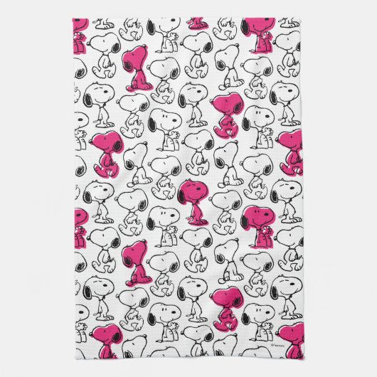 Snoopy Black & Magenta Pattern Geschirrtuch (Vertikal)