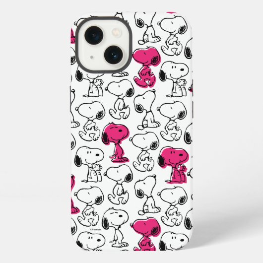 Snoopy Black & Magenta Pattern iPhone Hülle (Rückseite)