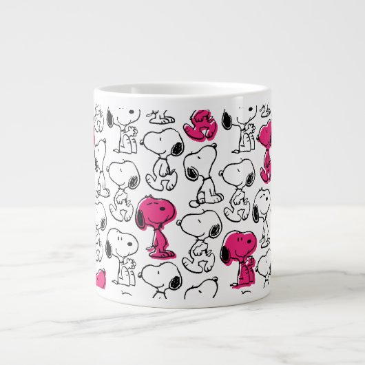 Snoopy Black & Magenta Pattern Jumbo-Tasse (Vorderseite)