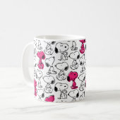Snoopy Black & Magenta Pattern Kaffeetasse (Vorderseite Links)