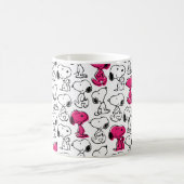 Snoopy Black & Magenta Pattern Kaffeetasse (Mittel)