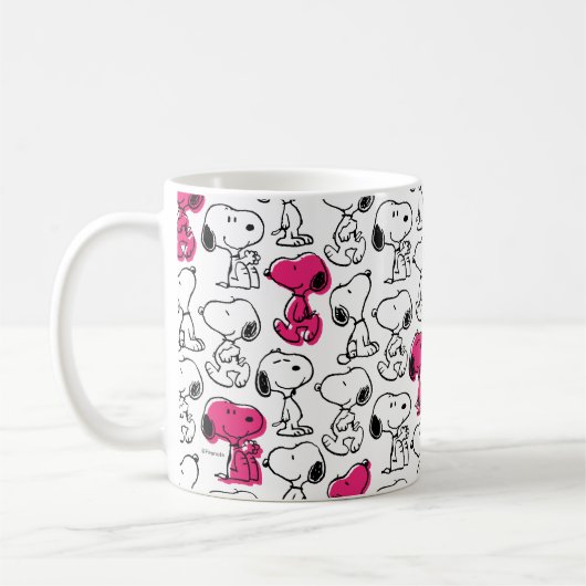 Snoopy Black & Magenta Pattern Kaffeetasse (Links)