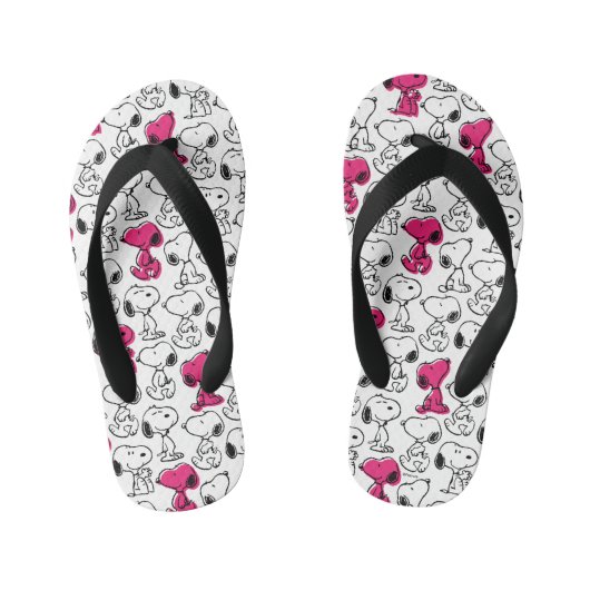 Snoopy Black & Magenta Pattern Kinderbadesandalen (Fußbett)