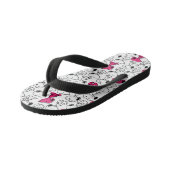Snoopy Black & Magenta Pattern Kinderbadesandalen (Schrägansicht)