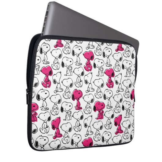 Snoopy Black & Magenta Pattern Laptopschutzhülle (Vorne Rechts)