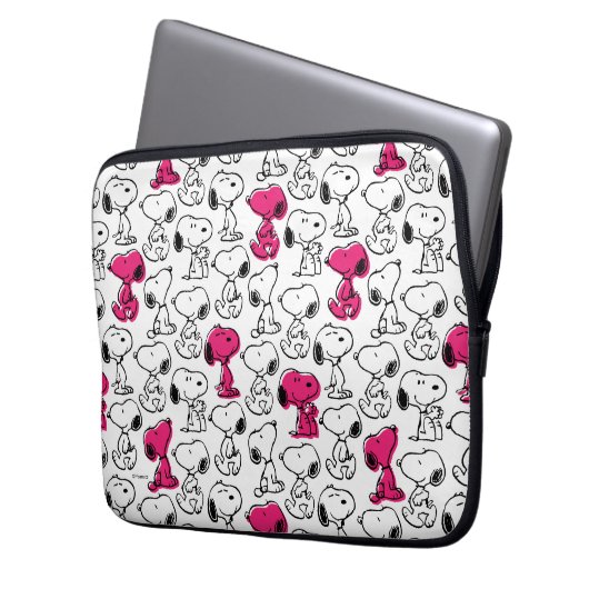 Snoopy Black & Magenta Pattern Laptopschutzhülle (Vorderseite Links)