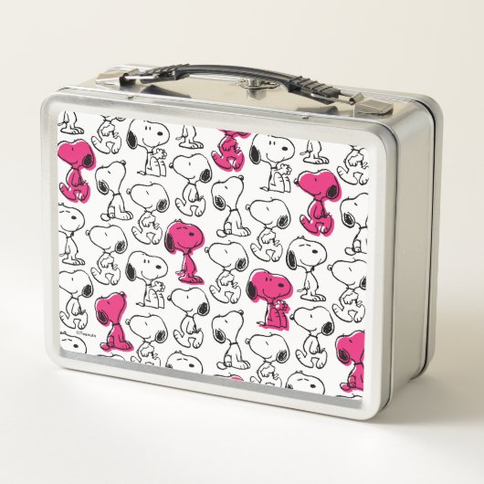Snoopy Black & Magenta Pattern Metall Brotdose (Rückseite)