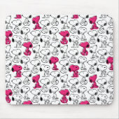 Snoopy Black & Magenta Pattern Mousepad (Vorne)