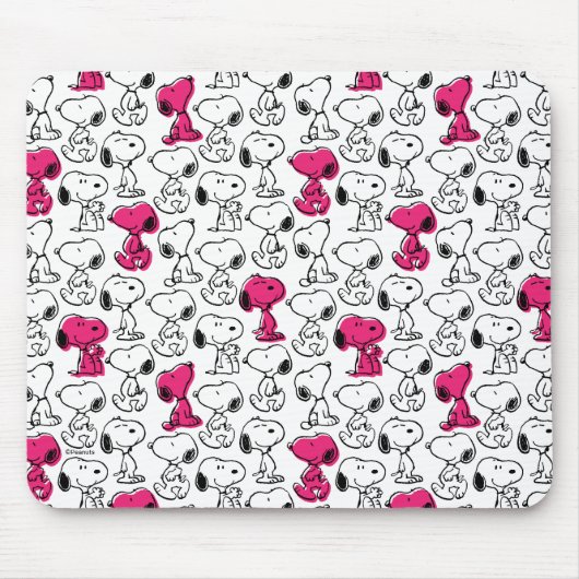 Snoopy Black & Magenta Pattern Mousepad (Vorne)