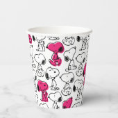 Snoopy Black & Magenta Pattern Pappbecher (Rückseite)