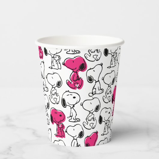 Snoopy Black & Magenta Pattern Pappbecher (Rückseite)