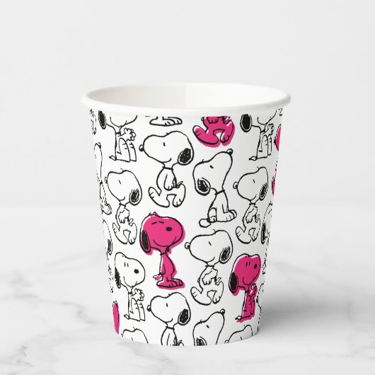 Snoopy Black & Magenta Pattern Pappbecher (Links)