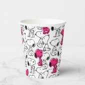 Snoopy Black & Magenta Pattern Pappbecher (Rechts)