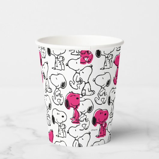 Snoopy Black & Magenta Pattern Pappbecher (Rechts)