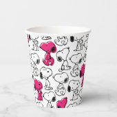 Snoopy Black & Magenta Pattern Pappbecher (Vorderseite)