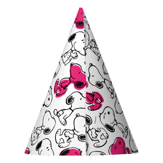 Snoopy Black & Magenta Pattern Partyhütchen (Rückseite)