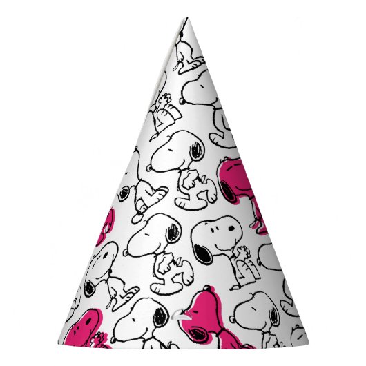 Snoopy Black & Magenta Pattern Partyhütchen (Links)