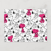 Snoopy Black & Magenta Pattern Postkarte (Vorderseite)