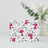 Snoopy Black & Magenta Pattern Postkarte (Stehend Vorderseite)