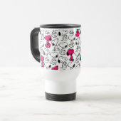 Snoopy Black & Magenta Pattern Reisebecher (Vorderseite Links)