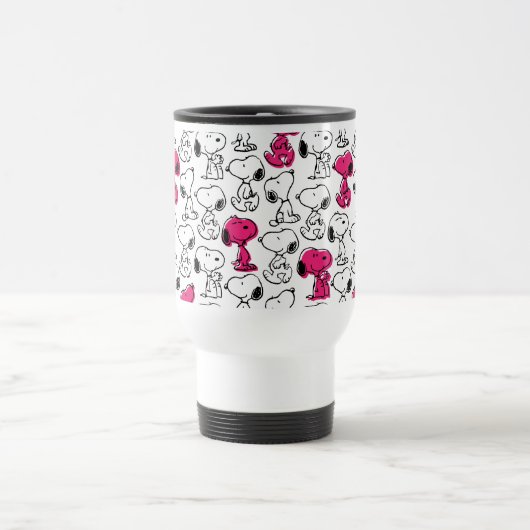 Snoopy Black & Magenta Pattern Reisebecher (Mittel)