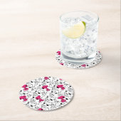 Snoopy Black & Magenta Pattern Runder Pappuntersetzer (Vor Ort)