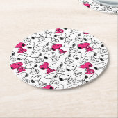 Snoopy Black & Magenta Pattern Runder Pappuntersetzer (Angewinkelt)