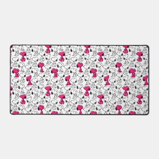 Snoopy Black & Magenta Pattern Schreibtischunterlage (Vorderseite)