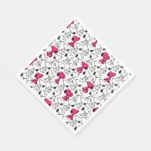 Snoopy Black & Magenta Pattern Serviette (Ecke)