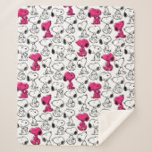Snoopy Black & Magenta Pattern Sherpadecke (Vorderseite)