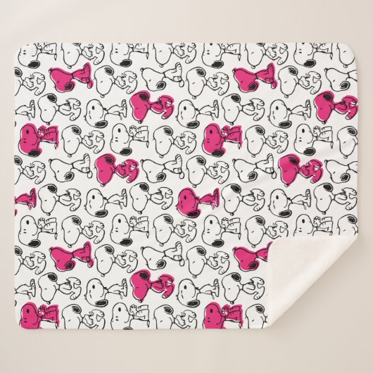 Snoopy Black & Magenta Pattern Sherpadecke (Vorderseite (Horizontal))