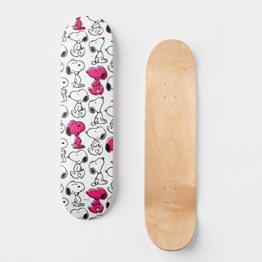 Snoopy Black & Magenta Pattern Skateboard (Vorderseite)