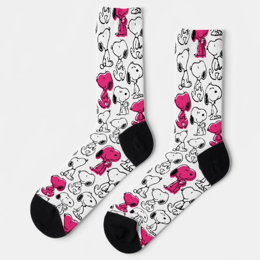Snoopy Black & Magenta Pattern Socken (Linkes Detail)