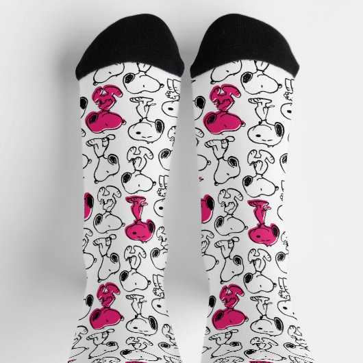 Snoopy Black & Magenta Pattern Socken (Oben)