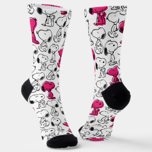 Snoopy Black & Magenta Pattern Socken