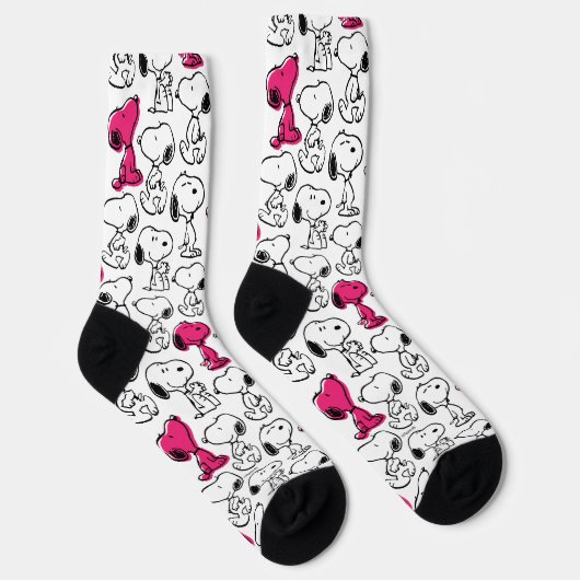 Snoopy Black & Magenta Pattern Socken (Rechts)