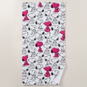 Snoopy Black & Magenta Pattern Strandtuch (Vorderseite)