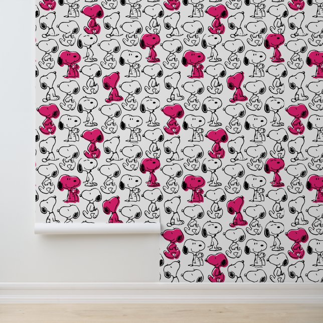 Snoopy Black & Magenta Pattern Tapete (Anwendung)