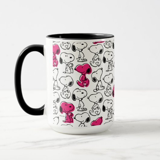 Snoopy Black & Magenta Pattern Tasse (Links)