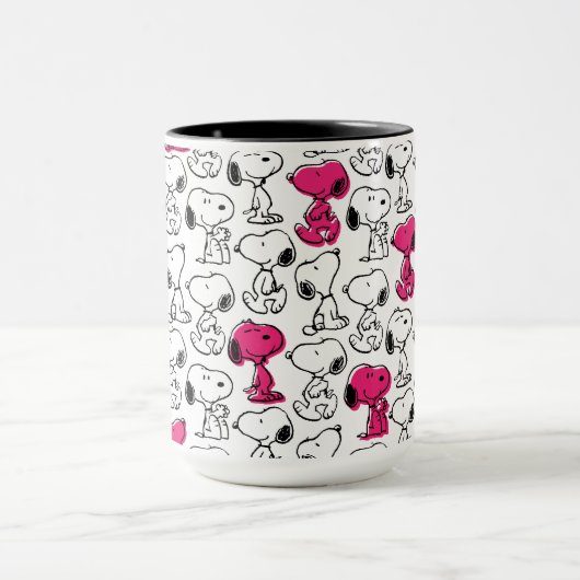 Snoopy Black & Magenta Pattern Tasse (Zentrum)